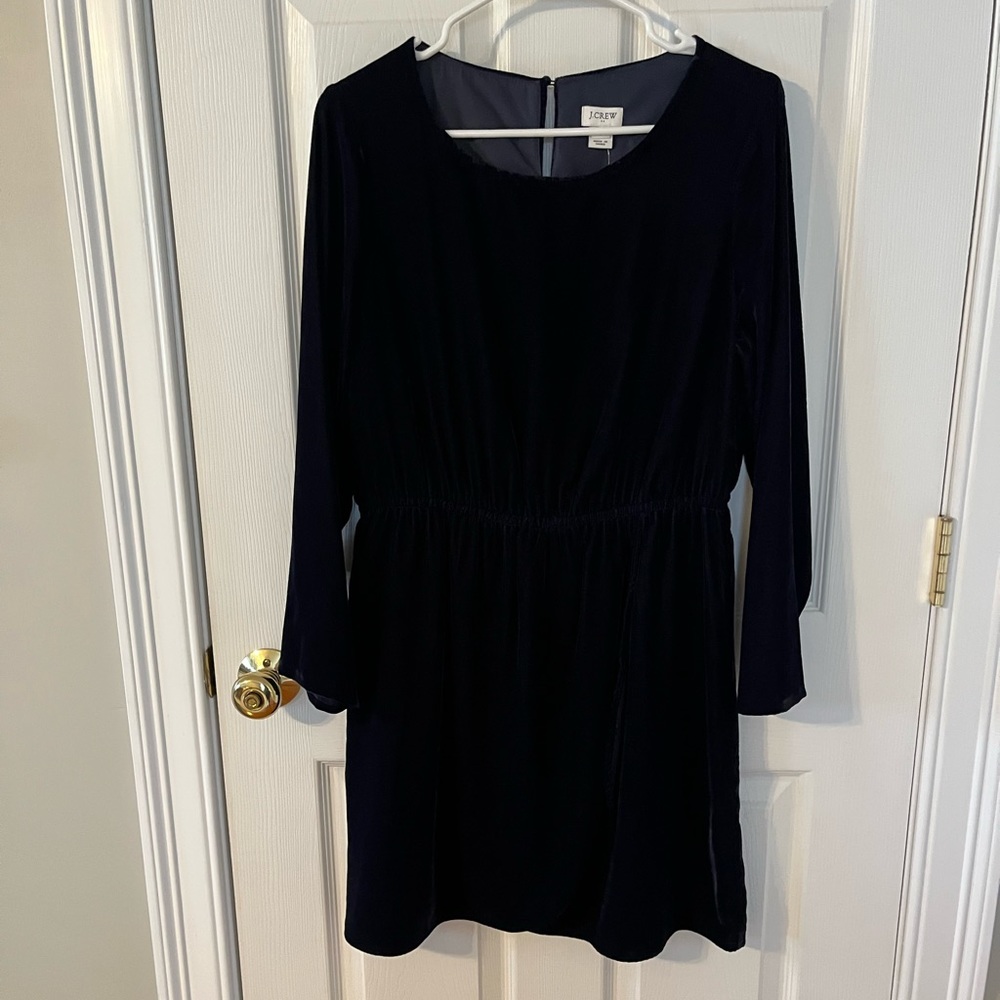 J crew navy blue velvet dress